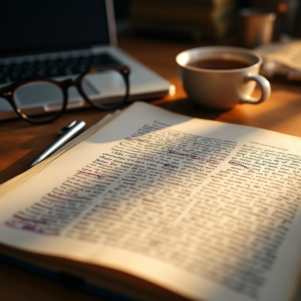 Close-up of handwritten workshop notes and a highlighted printed article about content structure